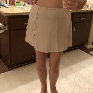 Altar'd State Cream Button-Accent Mini Skort